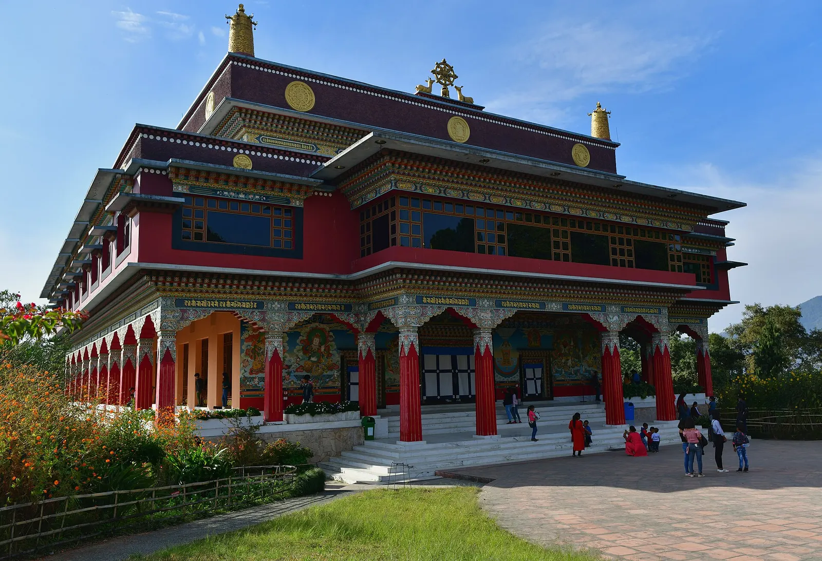 Pullahari Monastery buildings on a forested ridge north of Boudha, Kathmandu.