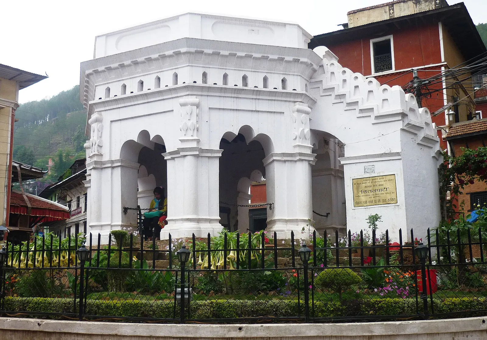 The white octagonal Sitalpati pavilion in Tansen's main square.