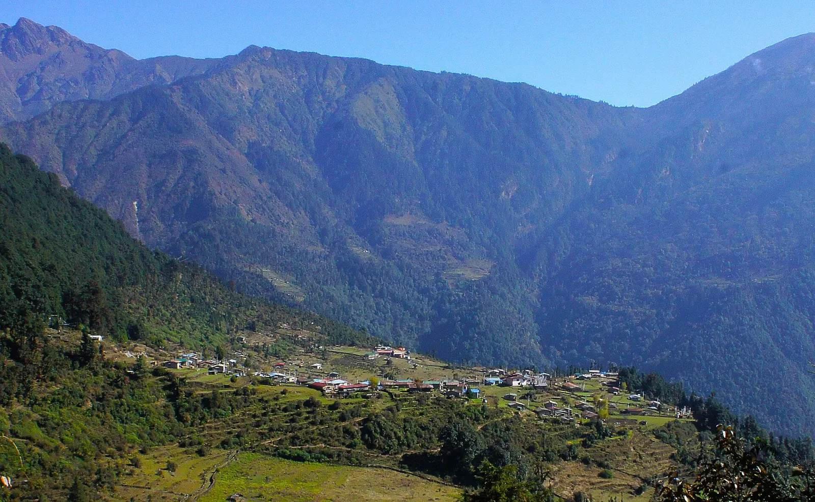 The small village of Melamchigaon on a Helambu hillside.