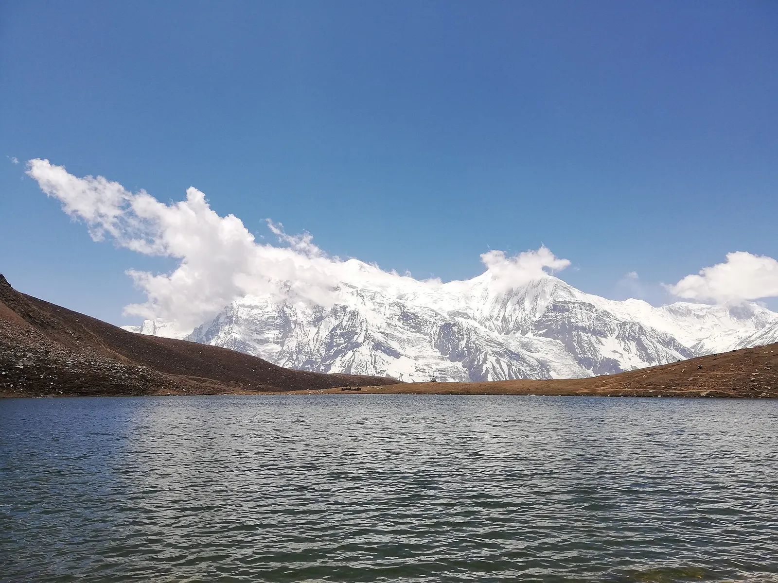 Ice Lake above Manang with the Annapurna range in the background.